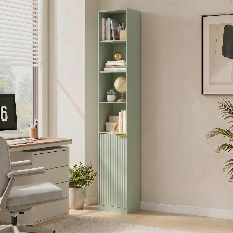 HOMCOM Bookcase Adjustable Shelf Bookshelf Anti-Tip Hardware 6-Tier Storage Cabinet Light Green