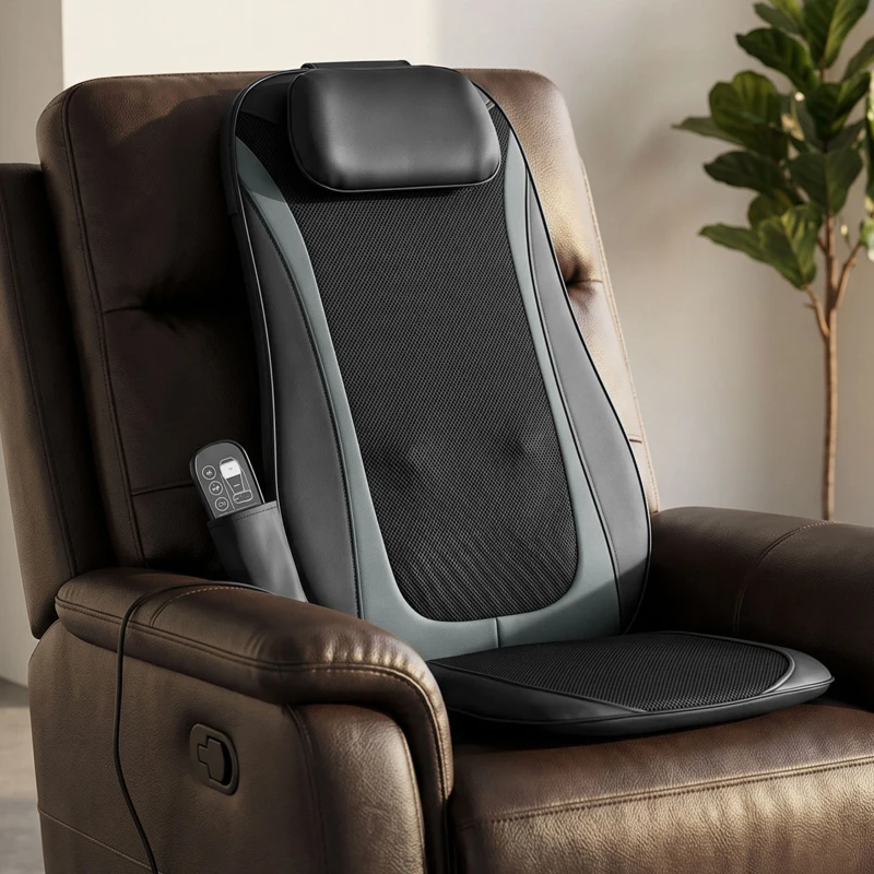HOMCOM Shiatsu-Rückenmassager mit Wärme, Tiefenmassage und 3-stufiger Sitzvibration, Massagegerät für Rückenschmerzen