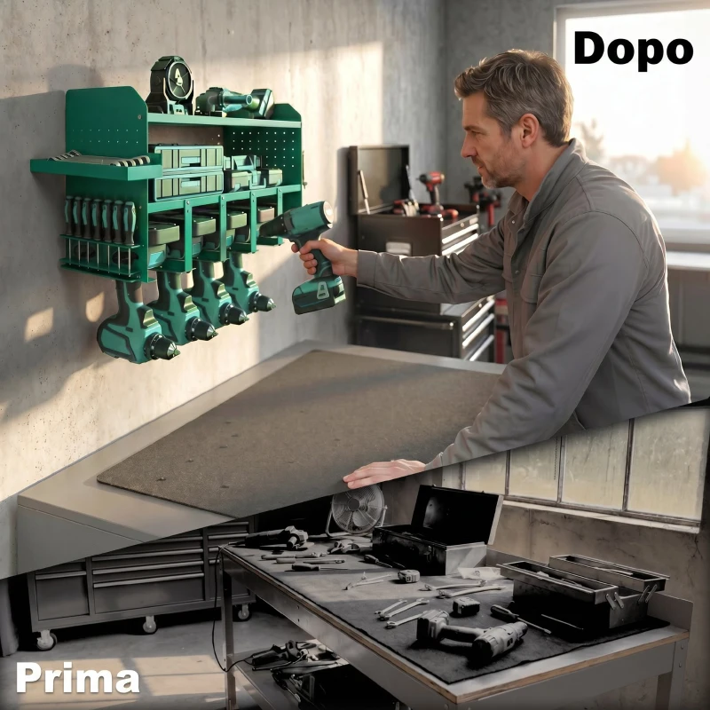 Outsunny Porta Attrezzi, Supporto per 5 Trapani Elettrici con Vassoio Laterale.