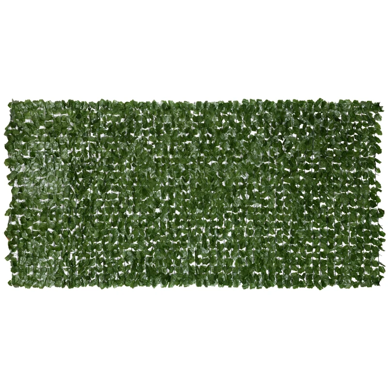 Outsunny Cerca Artificial Tela de Privacidade Decoração Rolo 3x1,5 m Folhagem Realista Anti-UV Verde Escuro