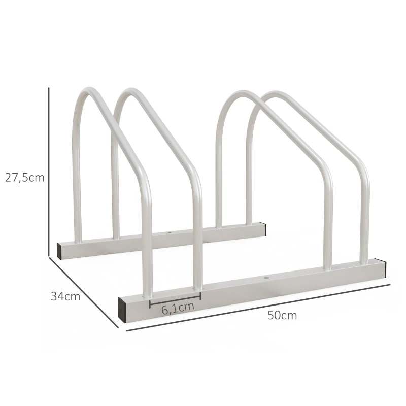 SPORTNOW Rastrelliera per 2 Biciclette in Acciaio con Posizione Regolabile, 50x34x27.5 cm, Argento