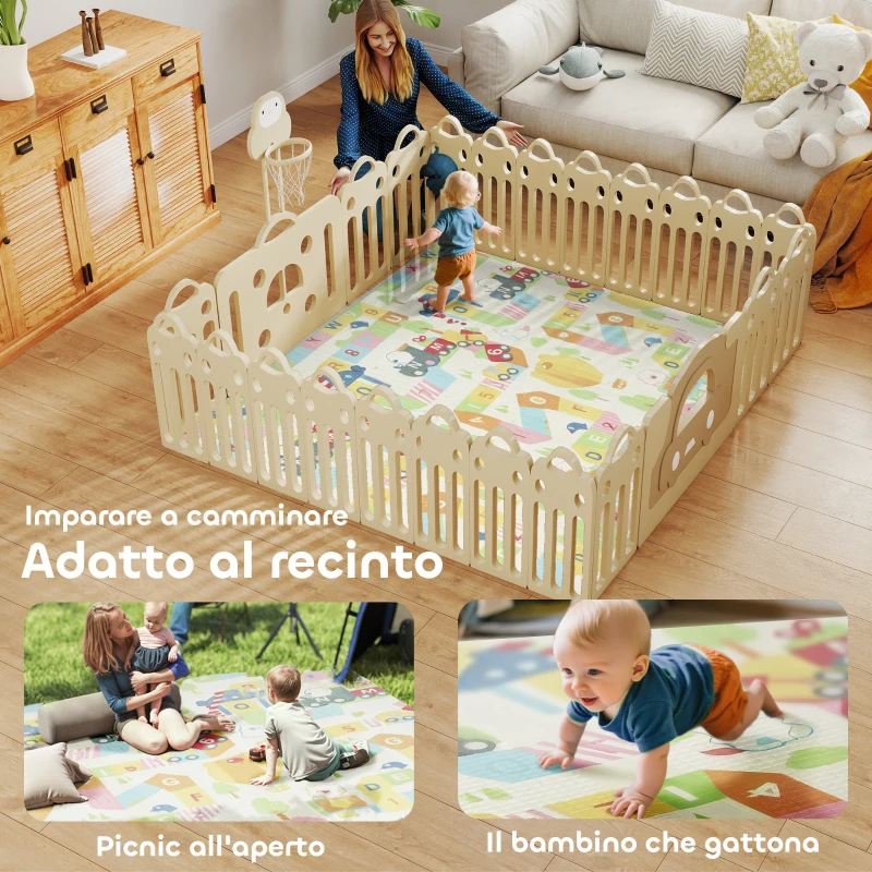 AIYAPLAY Tappeto per Bambini con Lettere dell'Alfabeto e Superficie Impermeabile in XPE Multicolore, 200x180x1.5 cm