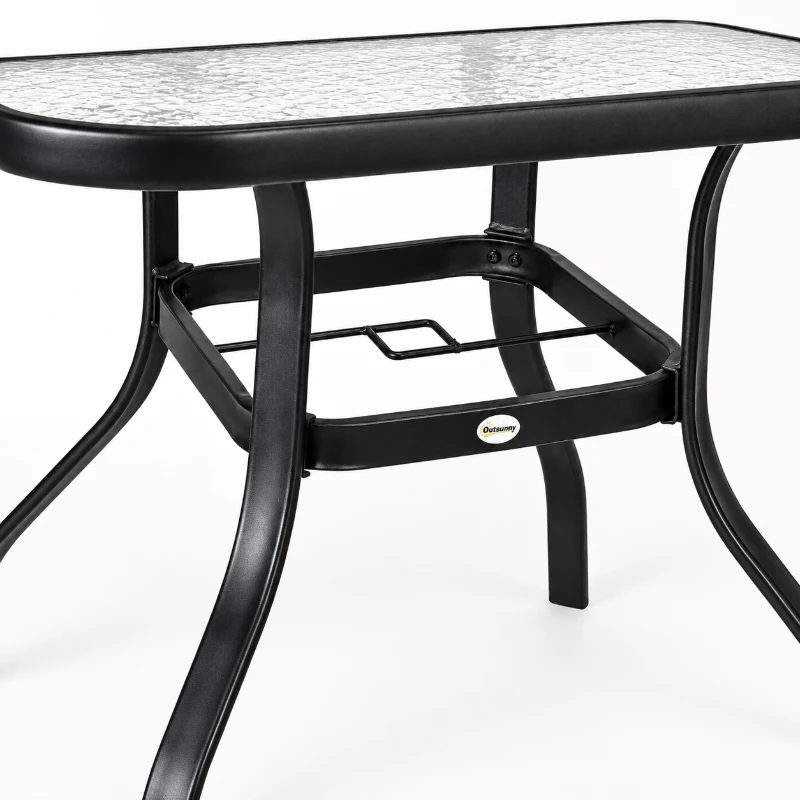 Outsunny 5 Pieces Outdoor Square Garden Dining Set with Tempered Glass Dining Table 4 Cushioned Armchairs, Beige