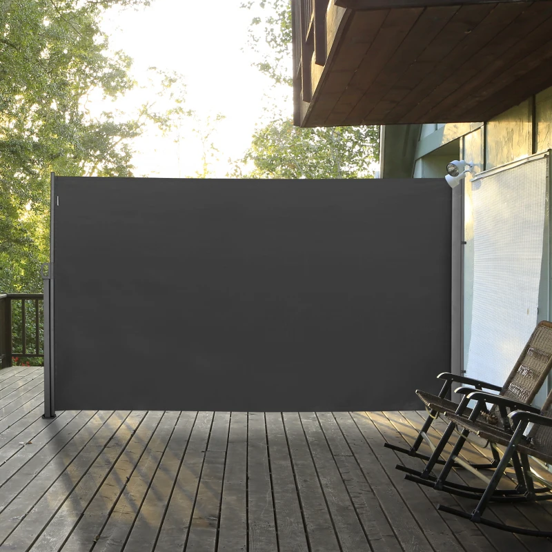 Outsunny Frangivista da Giardino Estensibile 3x1.8m, Poliestere Anti UV e Alluminio, Grigio