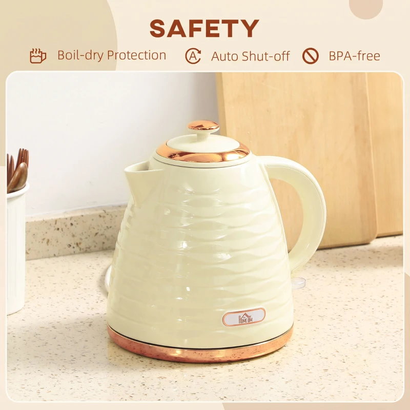 HOMCOM 3kW Rapid Boil Honeycomb Kettle - Cream White