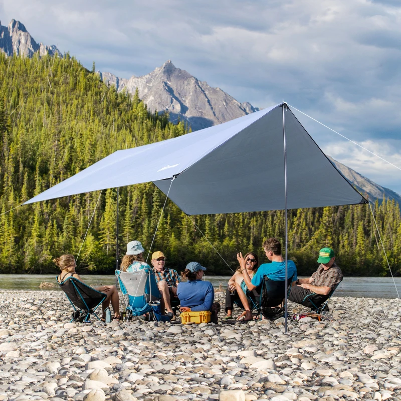 Outsunny Tenda da Sole Portatile 3x3 m, Tendalino Parasole Impermeabile per Campeggio, e Spiaggia, Bianco
