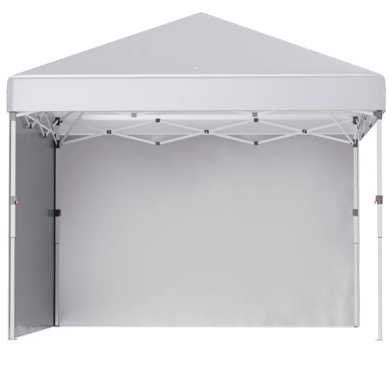 Outsunny Carpa Plegable Pop-up 3x3 m con 2 Paredes Laterales Anti-UV Altura Ajustable Sacos de Arena y Bolsa de Transporte Blanco