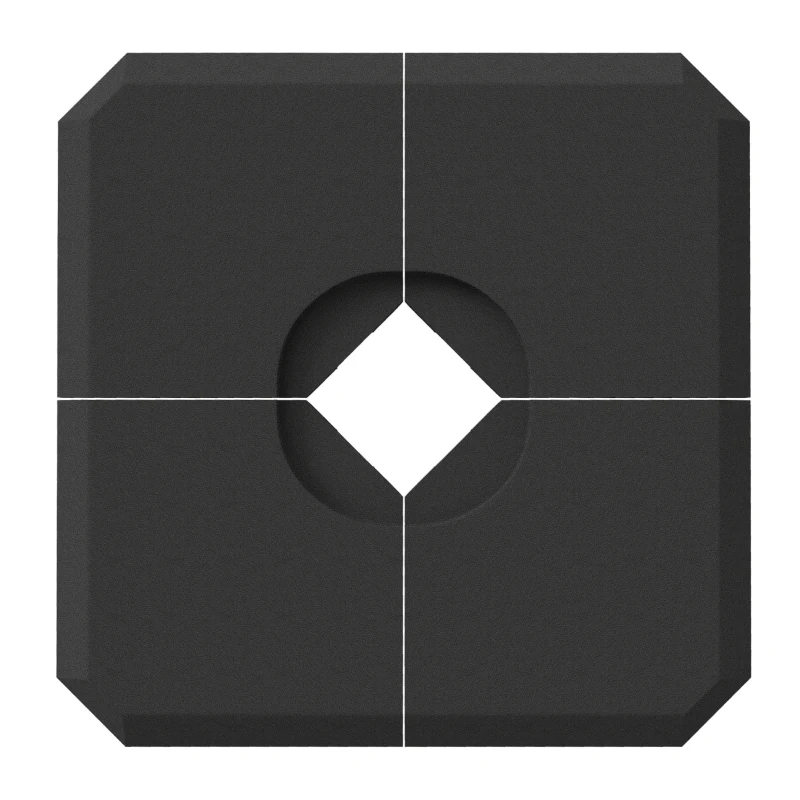 Outsunny Schirmgewicht, 4-tlg. Schirmständer, mit 80 kg Wasser oder 120 kg Sand befüllbar, HDPE, Schwarz, 100 x 100 x 9,5 cm