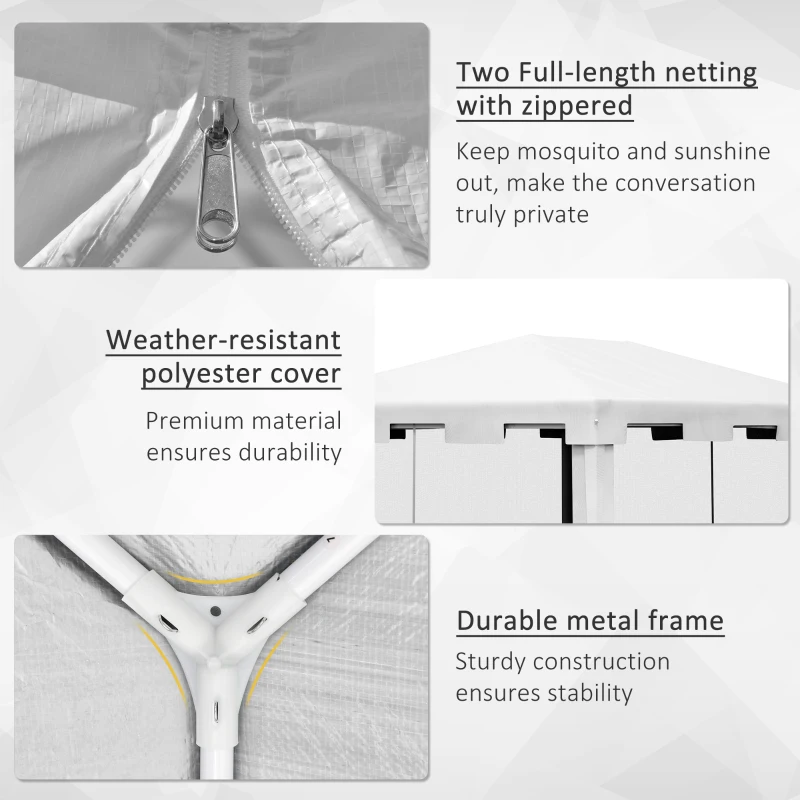 Outsunny 4 m x 3 m Gazebo Party Tent - Outdoor Canopy Garden Sun Shade with Mesh Sidewalls, White