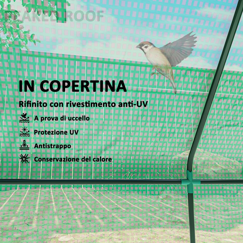 Outsunny Serra Piccola con 2 Finestrelle Laterali e Finestra Centrale, in Acciaio, PE e PP, 240x90x90 cm, Verde