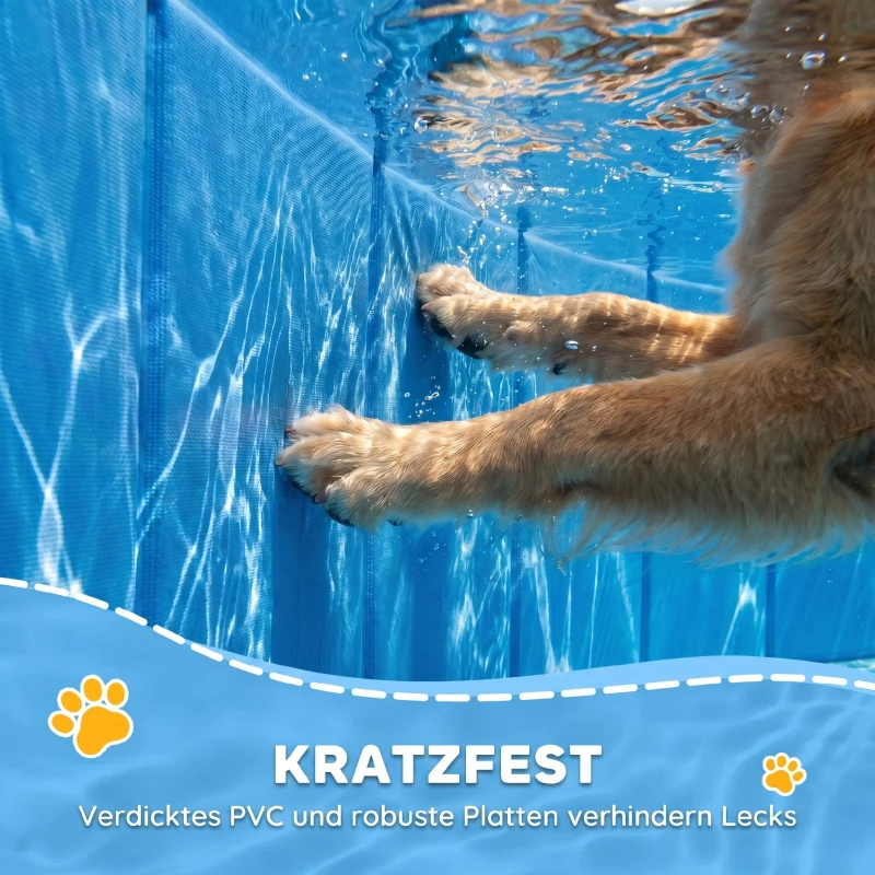 PawHut Faltbarer Hundepool für Große und Extra Große Hunde, mit Anti-Rutsch-Boden für Enten, Innen- und Außen, 160x30cm