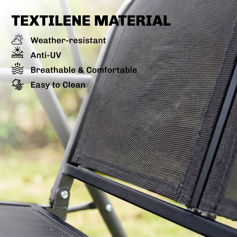Outsunny Three-Seater Garden Swing Chair, with Canopy - Black