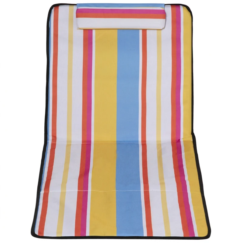 Outsunny Set 2 Șezlonguri de Plajă Rabatabile cu Spătar Reglabil și Tetieră, 53x124x35-45 cm, Multicolor