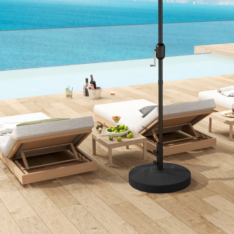 Outsunny Pied de parasol round, socle parasol extérieur à remplir avec 25 L d'eau / 30 kg de sable, 56 x 56 x 40 cm, noir
