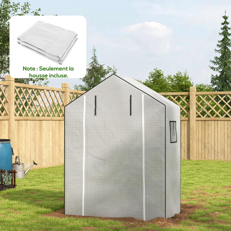 Outsunny Bâche de remplacement pour serre de jardin 140 x 73 x 190 cm avec fenêtre, porte anti-UV pour le jardin - Blanc