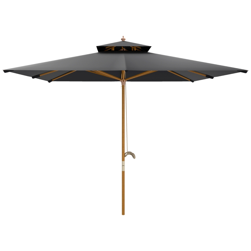 Outsunny 3 m Square Garden Parasol - Black