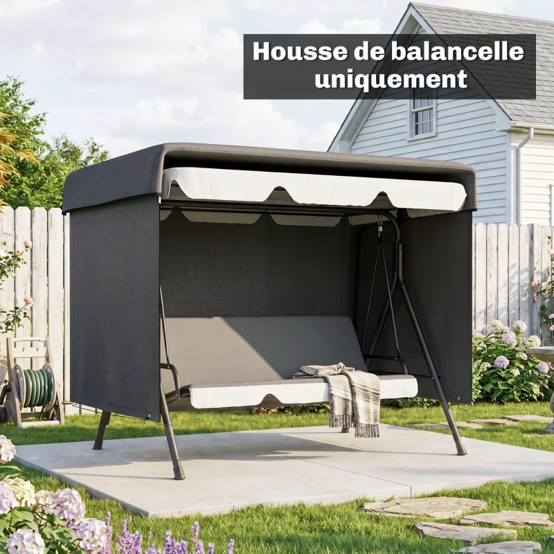 Outsunny Housse de Protection balancelle de Jardin bâche étanche dim. 2,15L x 1,55l x 1,5H m PE Noir
