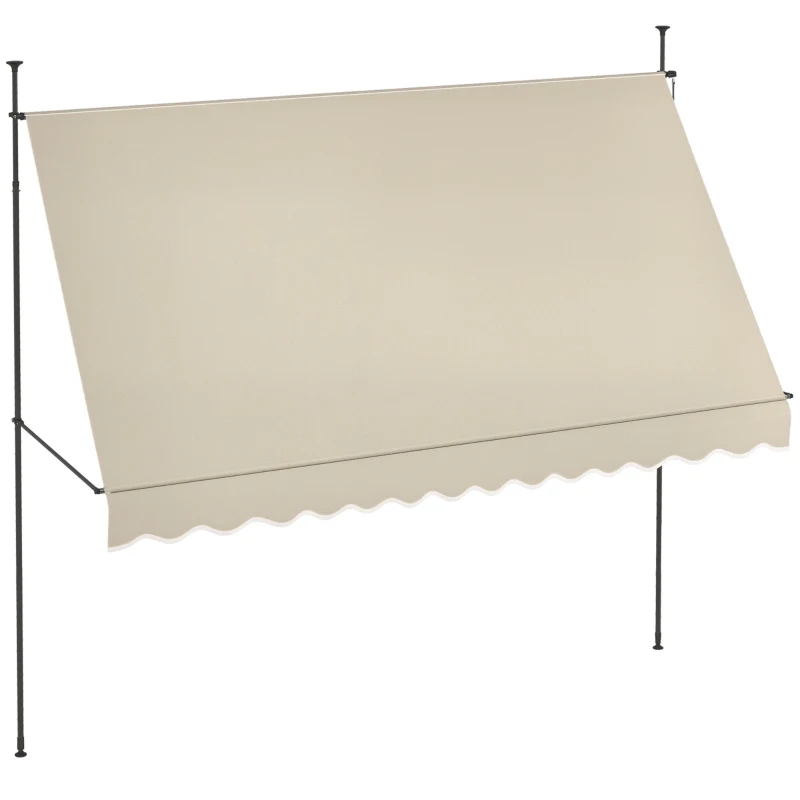 Outsunny Store banne autoportant manuel rétractable 3,5L x 1,2l x 2,1-3H m inclinaison réglable métal alu polyester sable