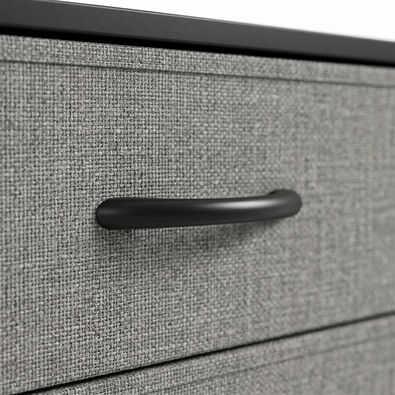 HOMCOM Cómoda con 5 Cajones de Tela Cómoda para Dormitorio Marco de Acero Cajonera para Salón Oficina Gris Oscuro y Negro