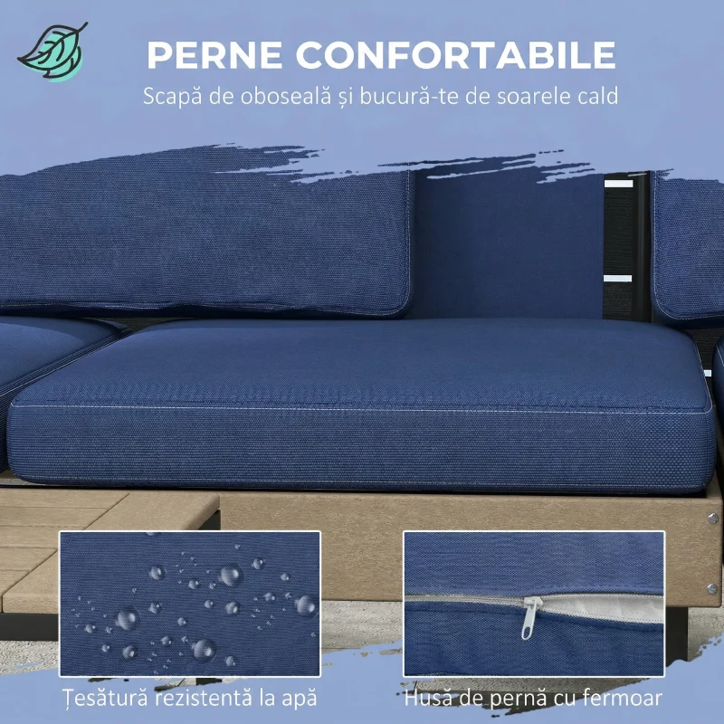 Outsunny Set de Mobilier de Gradina cu 3 Piese, cu Canapea