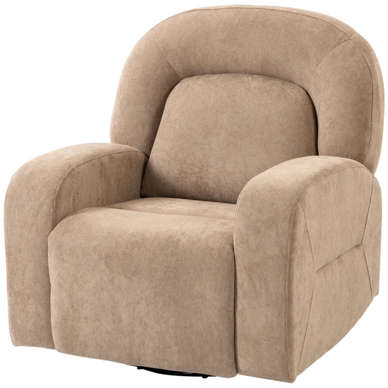 HOMCOM Relaxsessel, 360° Drehbarer Liegesessel mit Wolkenweichem Samtstoff, Breitem Sitz, für Wohnzimmer, Khaki