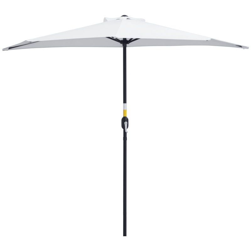 Outsunny Umbrelă de Terasă în Formă de Semilună cu Deschidere cu Manivelă și Stâlp în 2 Secțiuni, 2,6x1,35 m, Albă