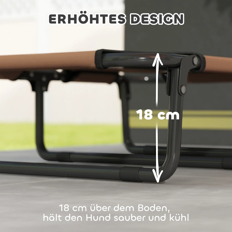 PawHut Erhöhtes Hundebett klappbar Haustierbett, Outdoor Hundeliege mit Netzdesign Kaffee Oxford 75 x 51 x 18 cm