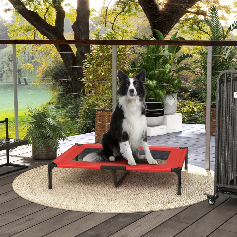 PawHut Cama Elevada Cama para Cão Gato Cama de Campanha Cama Elevada Animais Tecido Oxford Textilene Microperfurado Metal