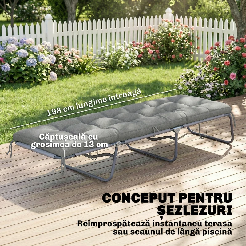 Outsunny Pernă pentru Fotoliu de Terasă cu Curele, Gri Deschis