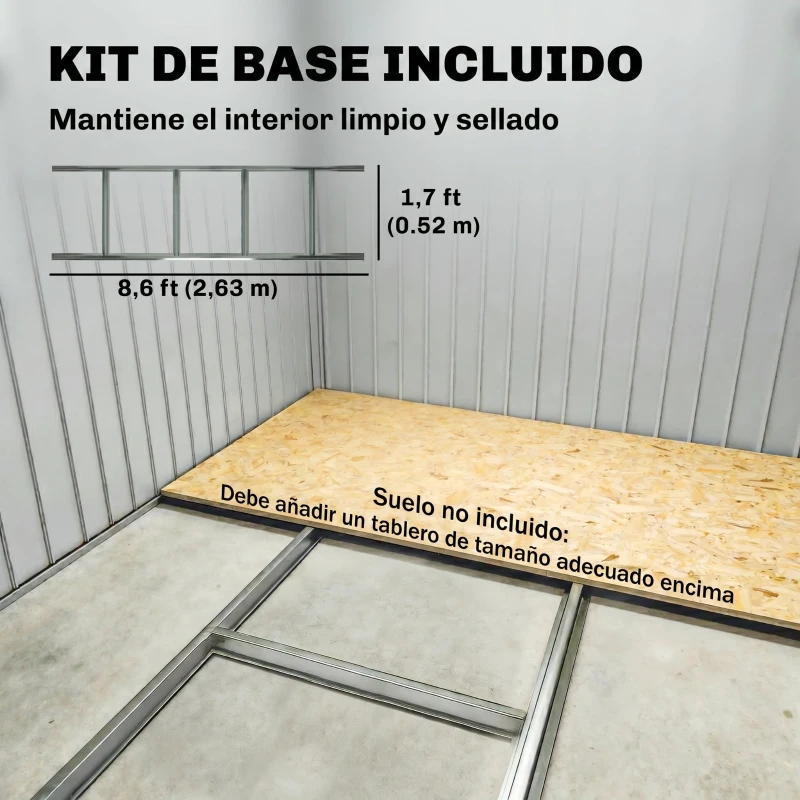 Outsunny Caseta de Exterior 280x130x172 cm Cobertizo de Jardín con Puertas Correderas Base y Ventilaciones Gris Oscuro