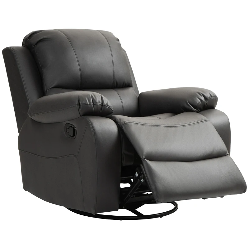 HOMCOM Poltrona relax, encosto e apoio para os pés ajustáveis, giratória, até 150 kg, estrutura em aço, 93x100x98cm, Preto