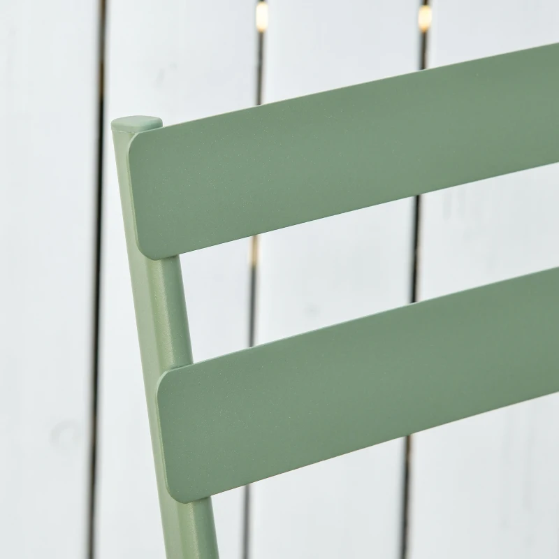 Outsunny Set da Giardino 3 Pezzi Pieghevoli in Acciaio, 2 Sedie 42x50x81 cm e Tavolino Ø60x71 cm, Verde