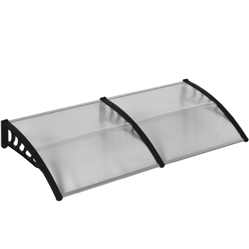 Outsunny Cobertura para porta, proteção contra chuva, vento e granizo, policarbonato, hastes de ligação em alumínio, 200 x 96 x 27 cm, preto