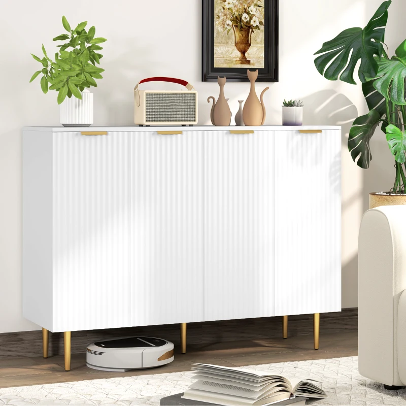 HOMCOM Buffet sala móvel de arrumação armário de cozinha com portas duplas e prateleira ajustável 120 x 40 x 90 cm, branco