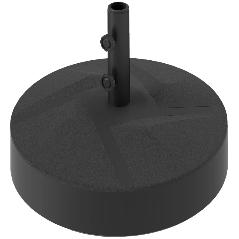 Outsunny Pied de parasol round, socle parasol extérieur à remplir avec 25 L d'eau / 30 kg de sable, 56 x 56 x 40 cm, noir