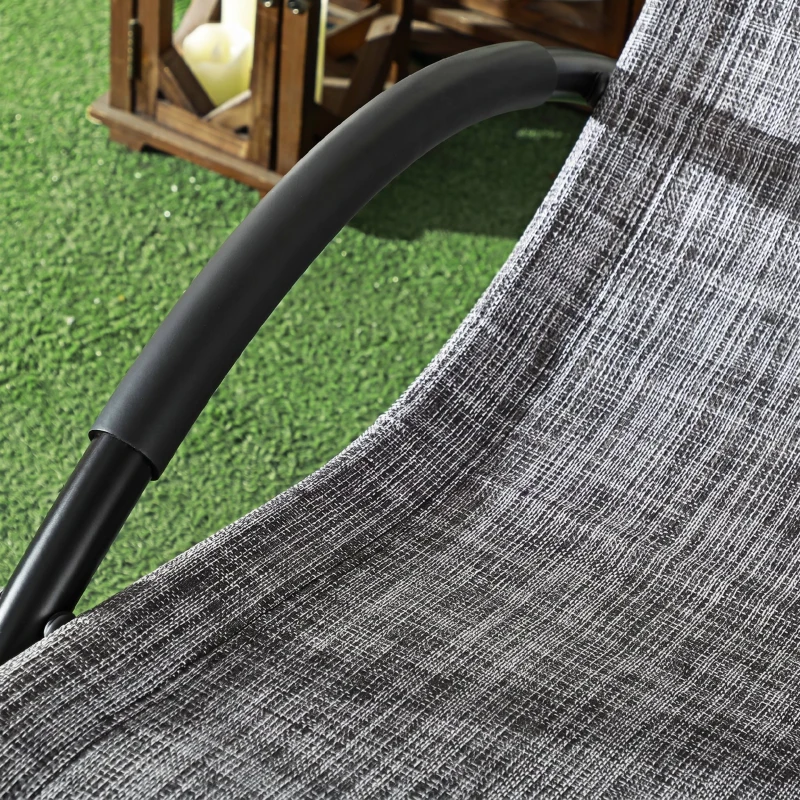 Outsunny Șezlong balansoar Zero-Gravity pentru exterior, impermeabil, cu pernă pentru cap, 155x61x88 cm, gri