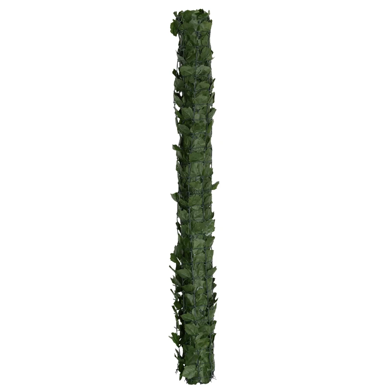 Outsunny Cerca Artificial Tela de Privacidade Decoração Rolo 3x1,5 m Folhagem Realista Anti-UV Verde Escuro