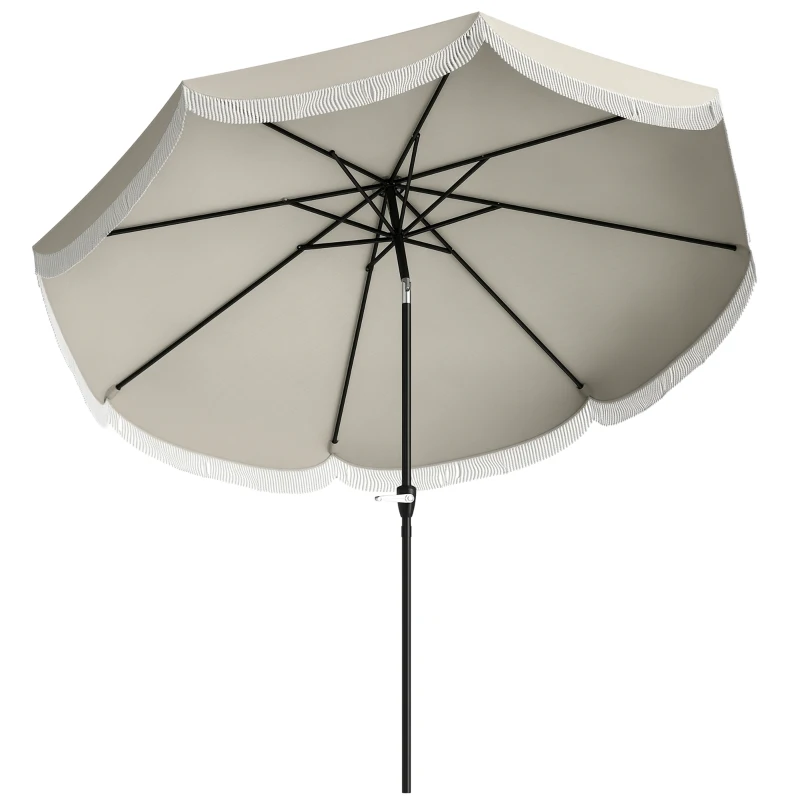 Outsunny Umbrelă de Grădină Rotundă 2,7x2,4 m cu Manivelă, din Metal și Poliester, Gri Deschis