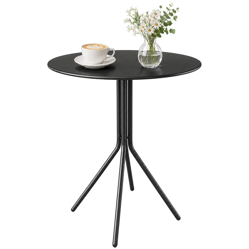 Outsunny Beistelltisch Garten Ø60 x 71 cm wetterfester Gartentisch mit Fußpolster, Rund Stahl 30kg belastbar