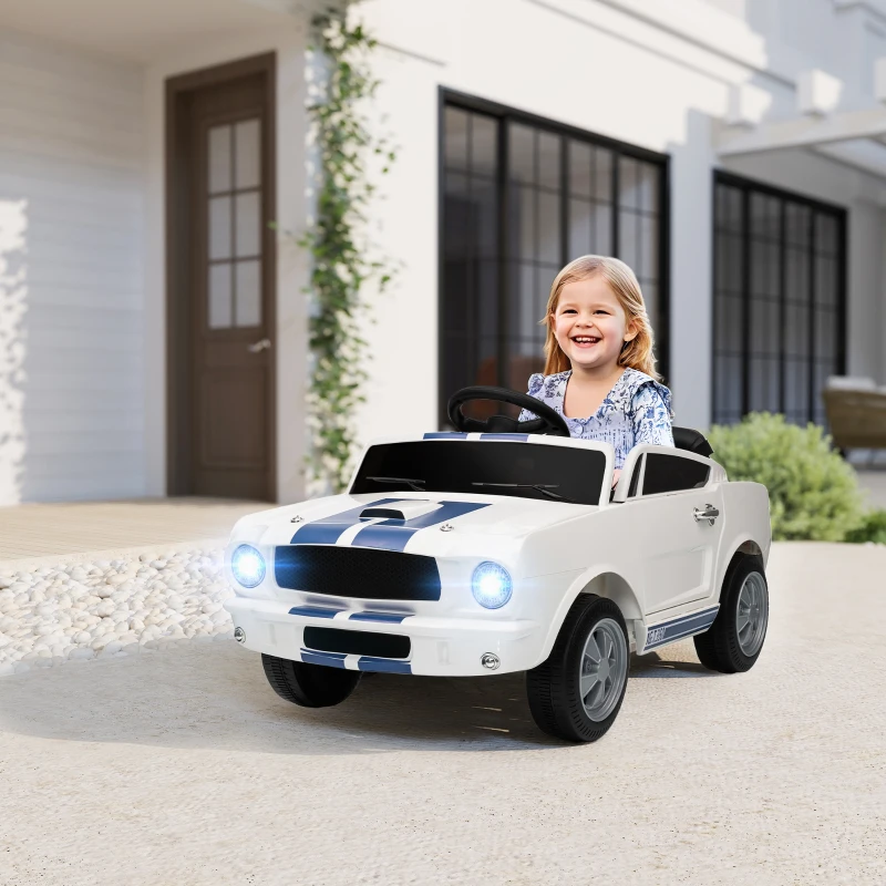 AIYAPLAY Voiture électrique 12V sous licence Ford Shelby GT 350 véhicule électrique télécommande télécommande 2,4G 3-6 ans blanc