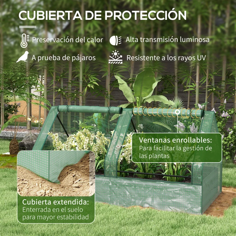 Outsunny Jardinera Exterior Grande con Mini Invernadero con Base Abierta para Patio Terraza Balcón 185x95x92 cm Gris y Verde
