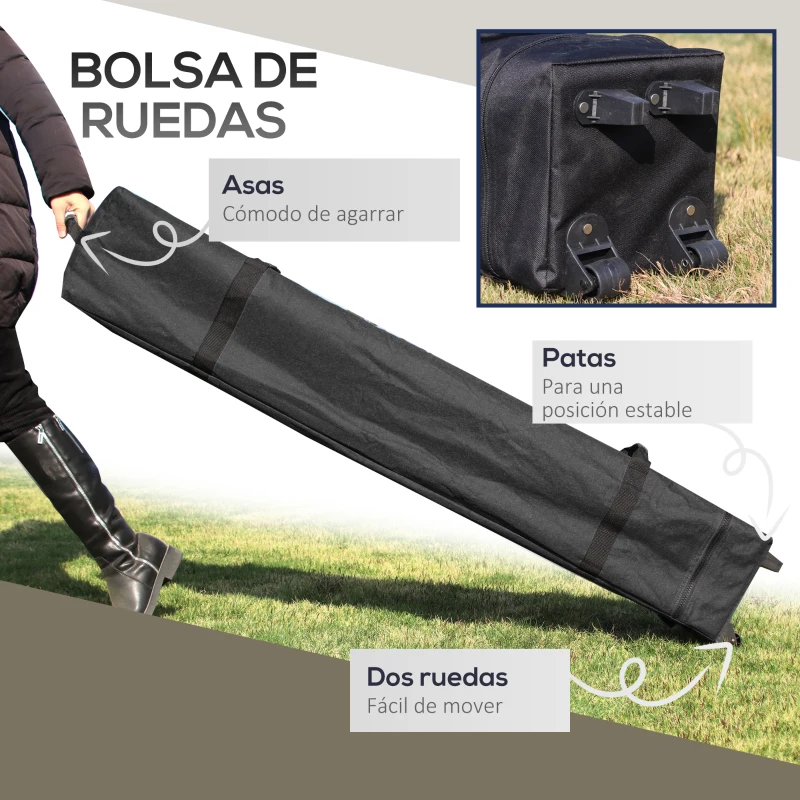 Outsunny Carpa Plegable Pop-up con Altura Ajustable Protección UV50+ Doble Techo y Mosquiteras 4x4x2,8 m Gris Claro