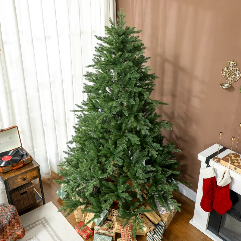 HOMCOM Künstlicher Weihnachtsbaum, realistisches Aussehen, klappbare Zweige, Holzsockel