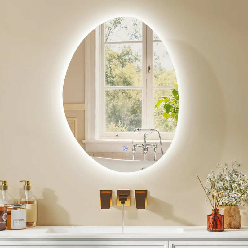 HOMCOM Specchio Bagno con Illuminazione LED e Armadietto Interno, in Vetro Temperato e Legno, 50x14x70 cm, Bianco