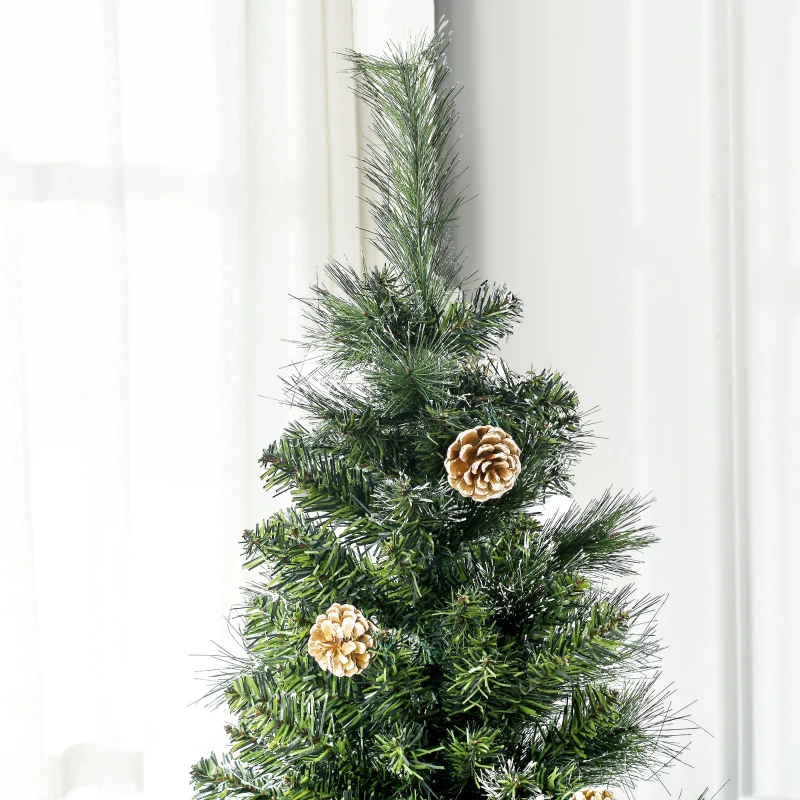 HOMCOM Albero di Natale Artificiale da 180cm con Pigne, 618 Rami e Base in Metallo, Verde