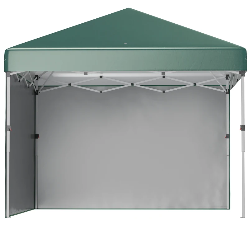 Outsunny 3 x 3 (M) Pop Up Gazebo, UPF 30+ with 2 Sidewalls, Leg Weight Bags and Wheeled Bag, Height Adjustable Party Tent Event Shelter for Garden, Patio, Green