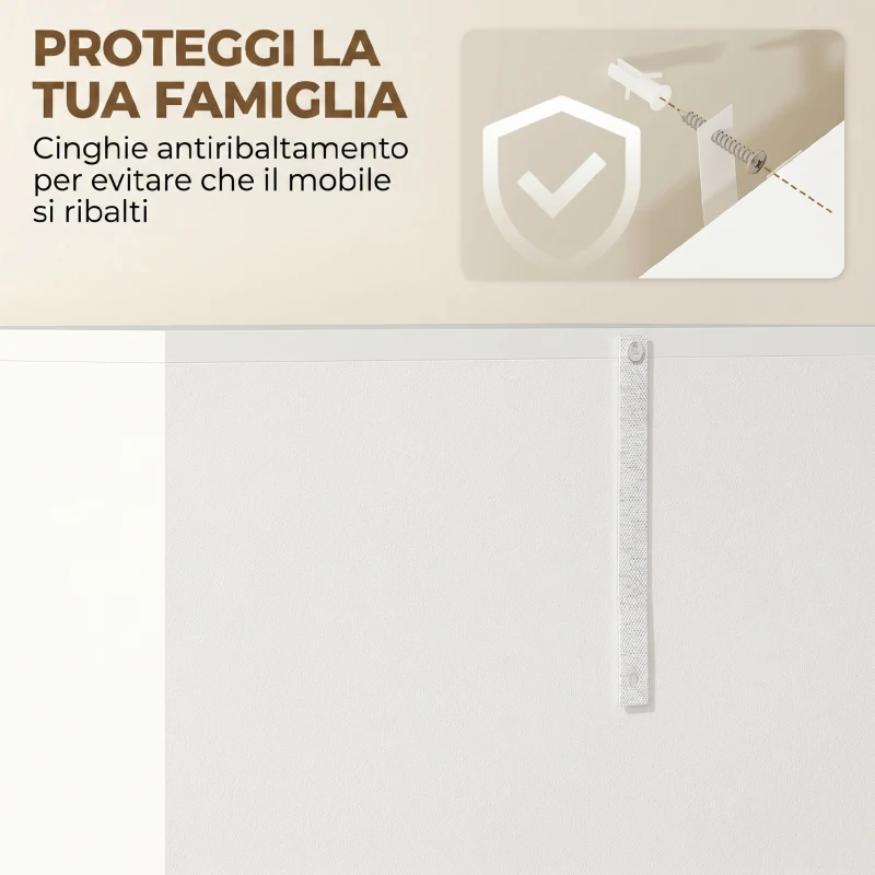 HOMCOM Dispensa Cucina con 4 Ante, 3 Ripiani Regolabili e Mensole a 5 Livelli in MDF e Truciolato, 60x35x170 cm, Bianco