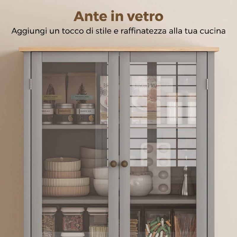 HOMCOM Mobile Dispensa a 5 Livelli con Cassetto Centrale in MDF e Truciolato, 76x40x182.5 cm, Grigio