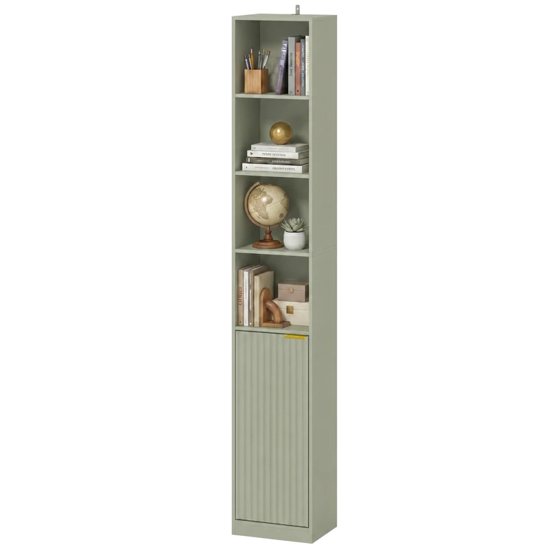 HOMCOM Bookcase Adjustable Shelf Bookshelf Anti-Tip Hardware 6-Tier Storage Cabinet Light Green