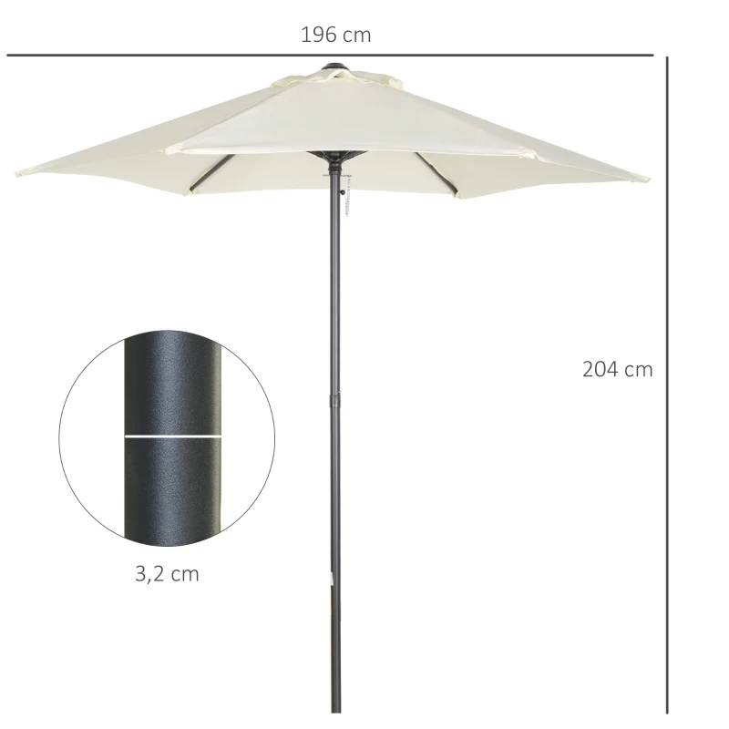 Outsunny Ombrellone da Giardino 2x2m Rotondo con Palo Centrale in Alluminio, Beige